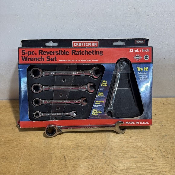 craftsman Other - Sears Craftsman USA 5pc Reversible Ratcheting Wrench Set 12 Pt 942408 5/16-9/16